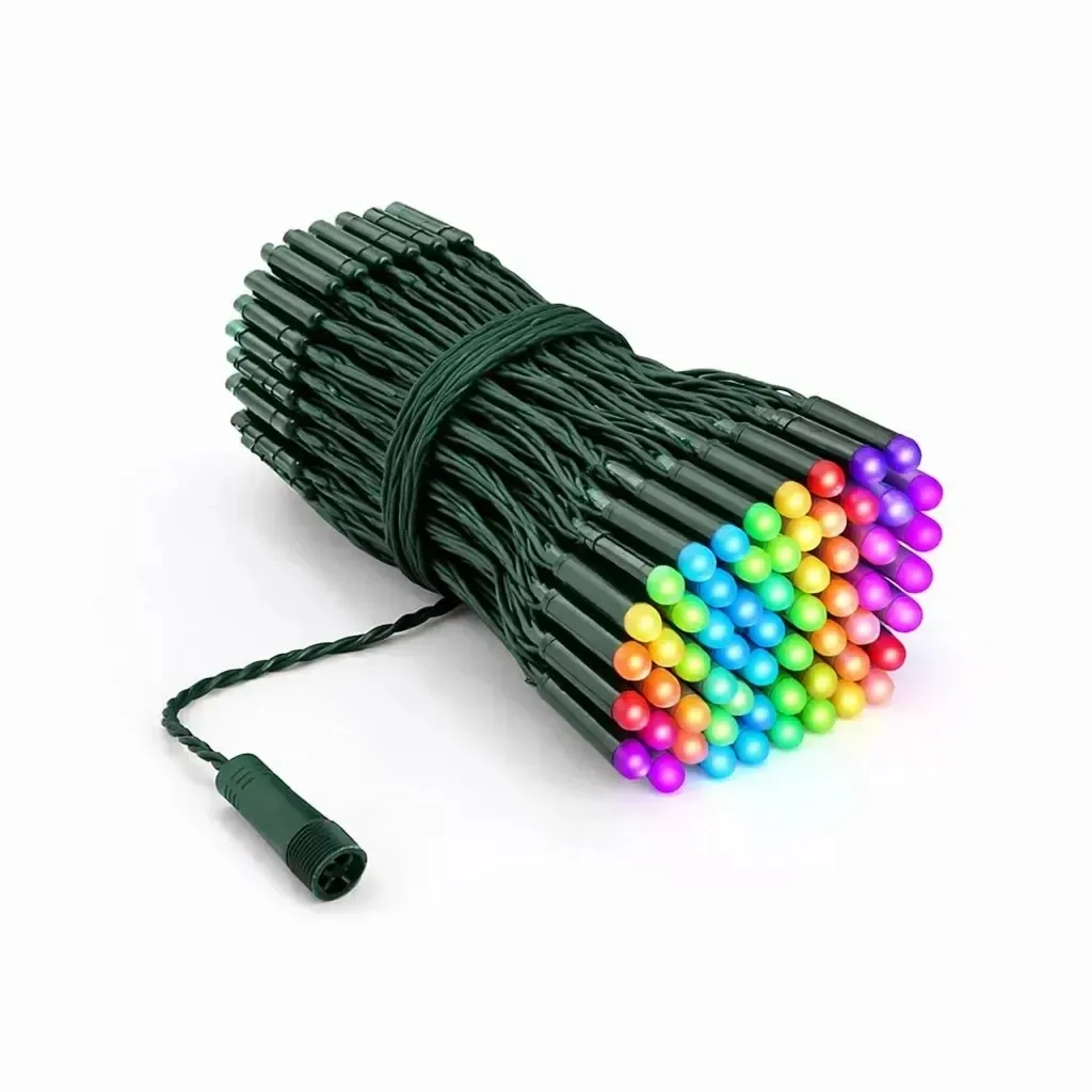 Barevná světýlka venkovní Twinkly strings PRO 25 m, RGB 250 diod, tmavě zelený kabel, IP44
