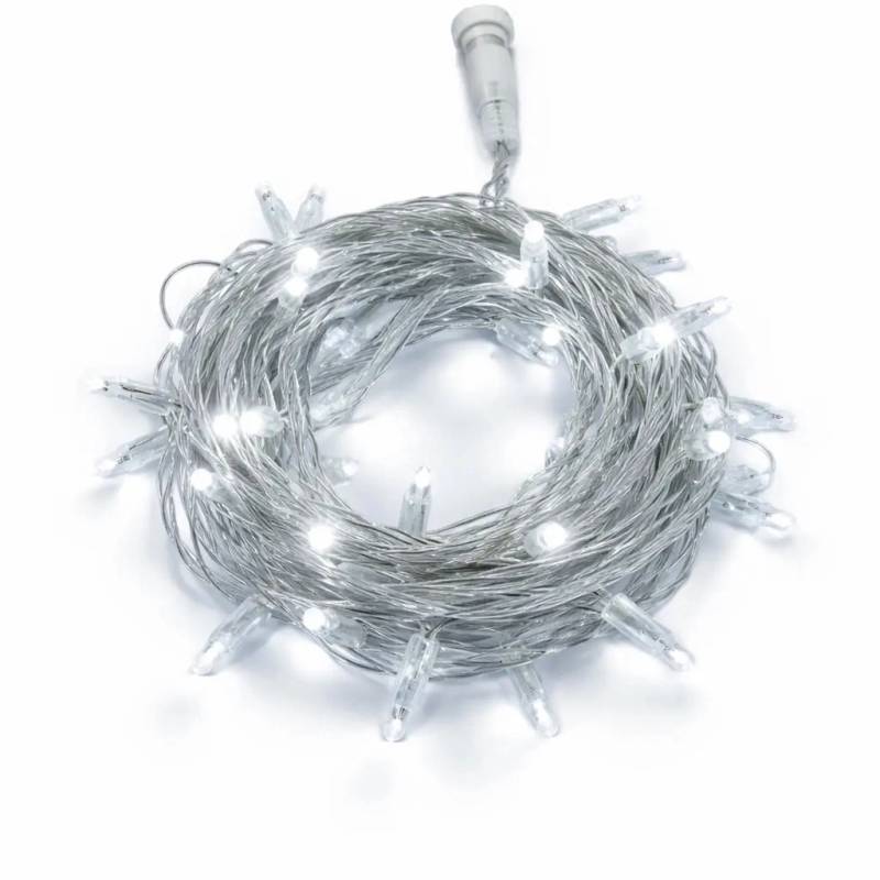 LED tekoucí světlo, 4 m, ledově bílá, 64 diod, čirý kabel, IP44, 24V