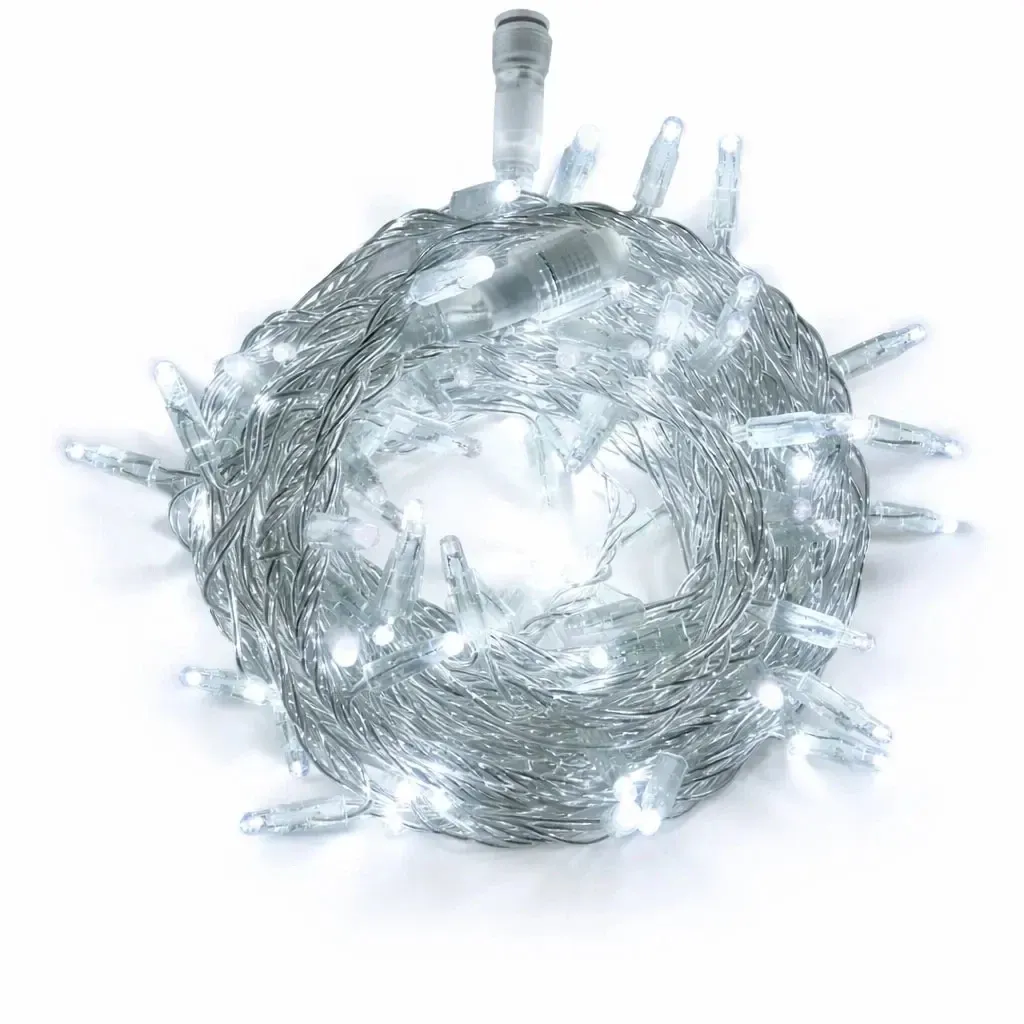 LED tekoucí světlo, 6 m, ledově bílá, 96 diod, čirý kabel IP44, 24V