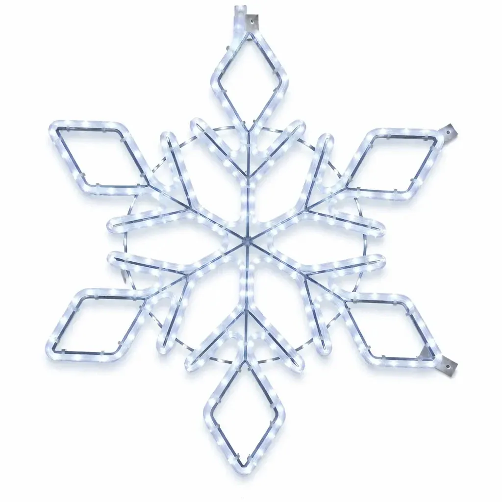 Easy Fix 2D LED světelná vločka XI, Ø 89 cm, ledově bílá, závěsný, hliník