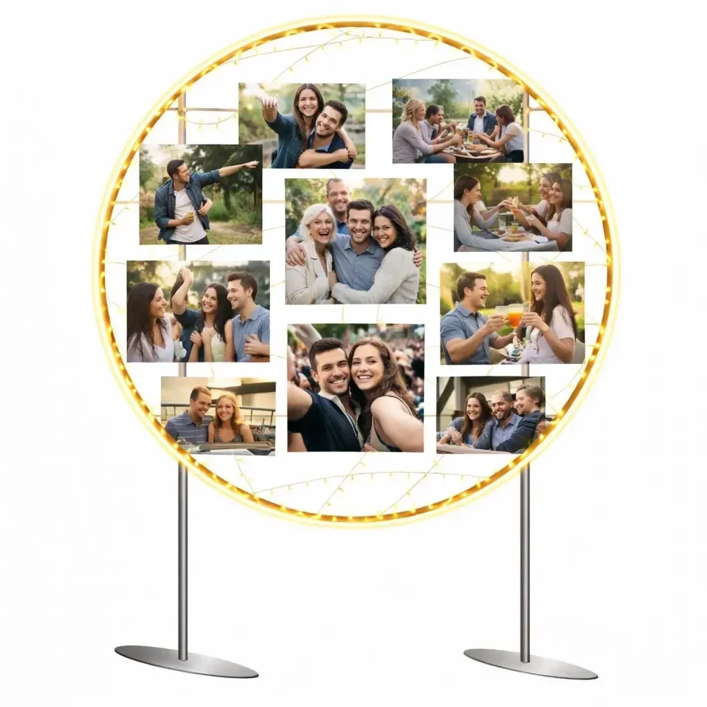 Eco Fix 2D LED osvětlená tabule s fotografiemi, 120 × 120 cm, teple bílá, stojící, hliník