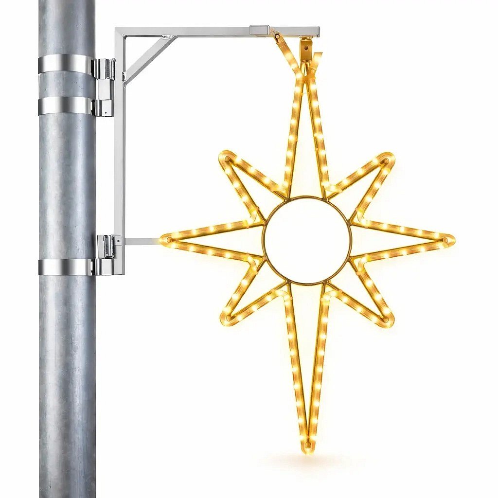 Easy Fix 2D LED světelná hvězda, 35 × 50 cm, teple bílá, sada na veřejné osvětlení, hliník