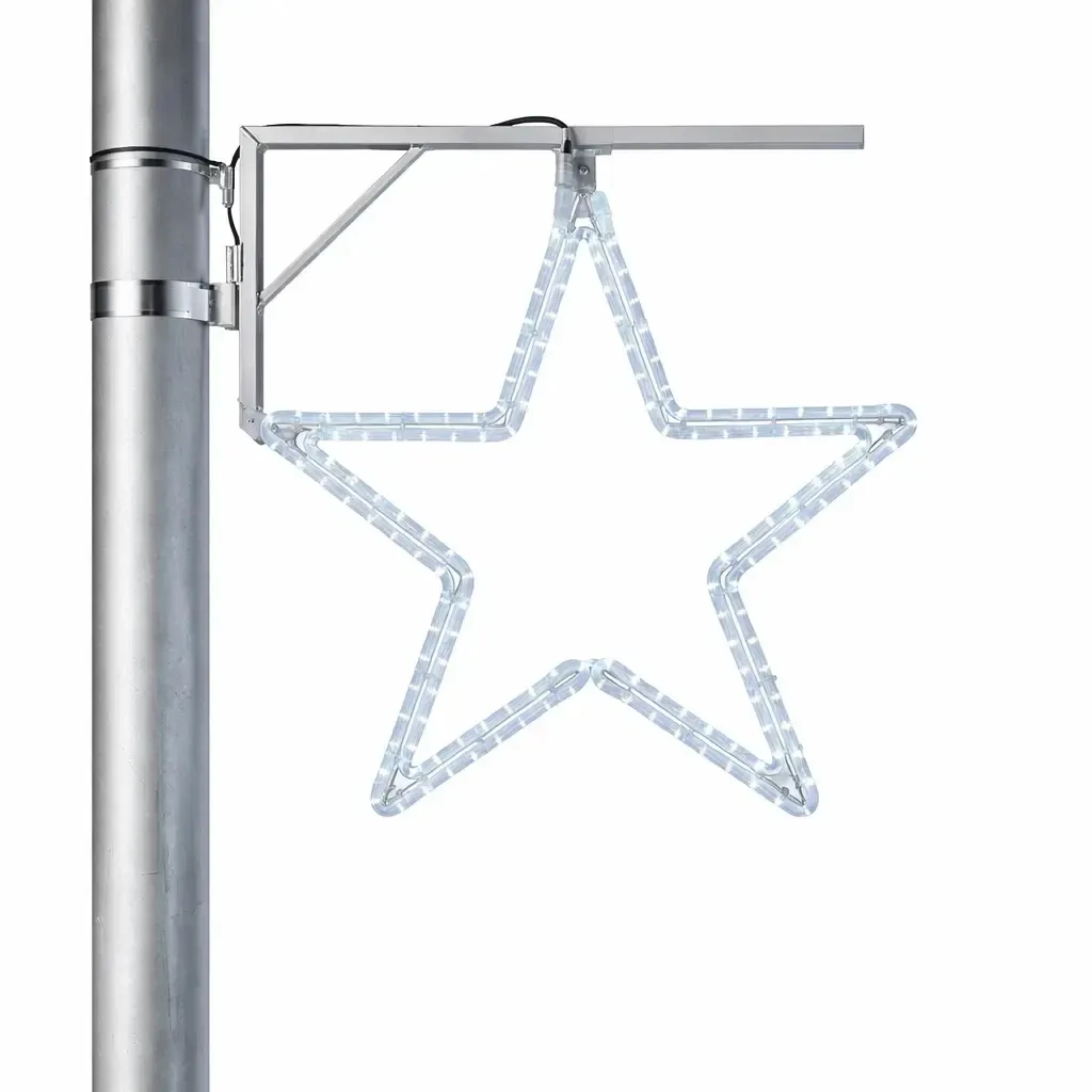 Easy Fix 2D LED světelná hvězda XI. na veřejné osvětlení, Ø 46 cm, ledově bílá, hliník