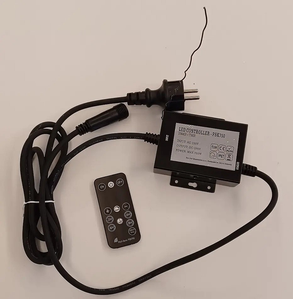 Easy Fix zdrojový kabel s AC/DC exteriér, černý, 1,5 m, IP67, stmívač a časovač, dálkové ovládání