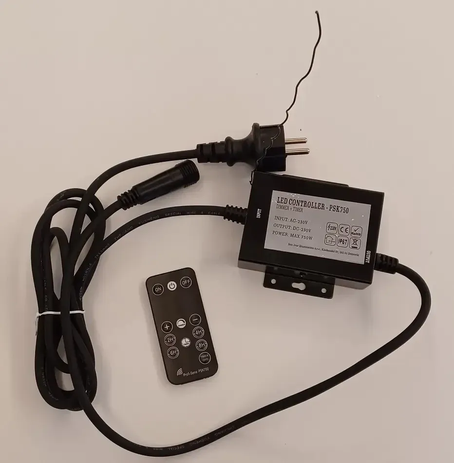 Easy Fix zdrojový kabel s AC/DC exteriér, černý, 1,5 m, IP67, stmívač a časovač, dálkové ovládání