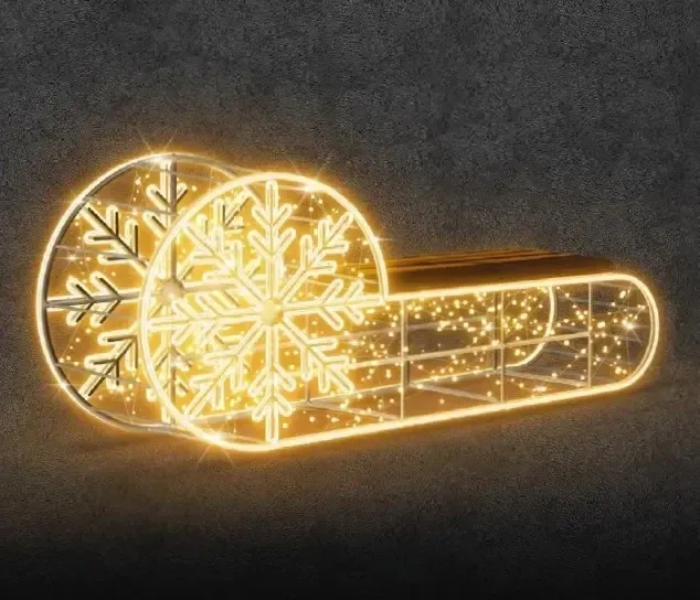 Easy Fix 3D LED světelné saně, 250 × 90 × 50 cm, teple bíla, stojící, hliník
