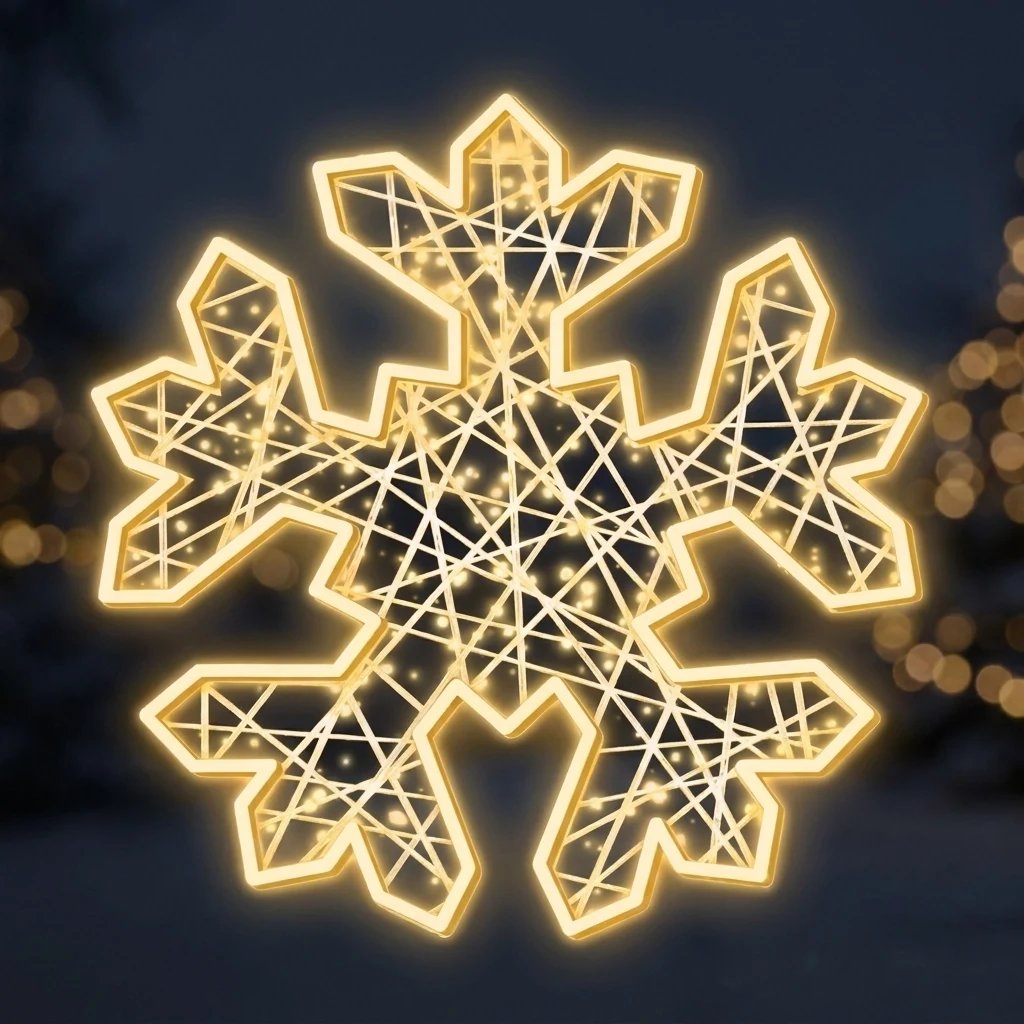 2D LED světelná vločka FB-I, závěsná, Ø 150 cm, teple bílá, sklolaminát