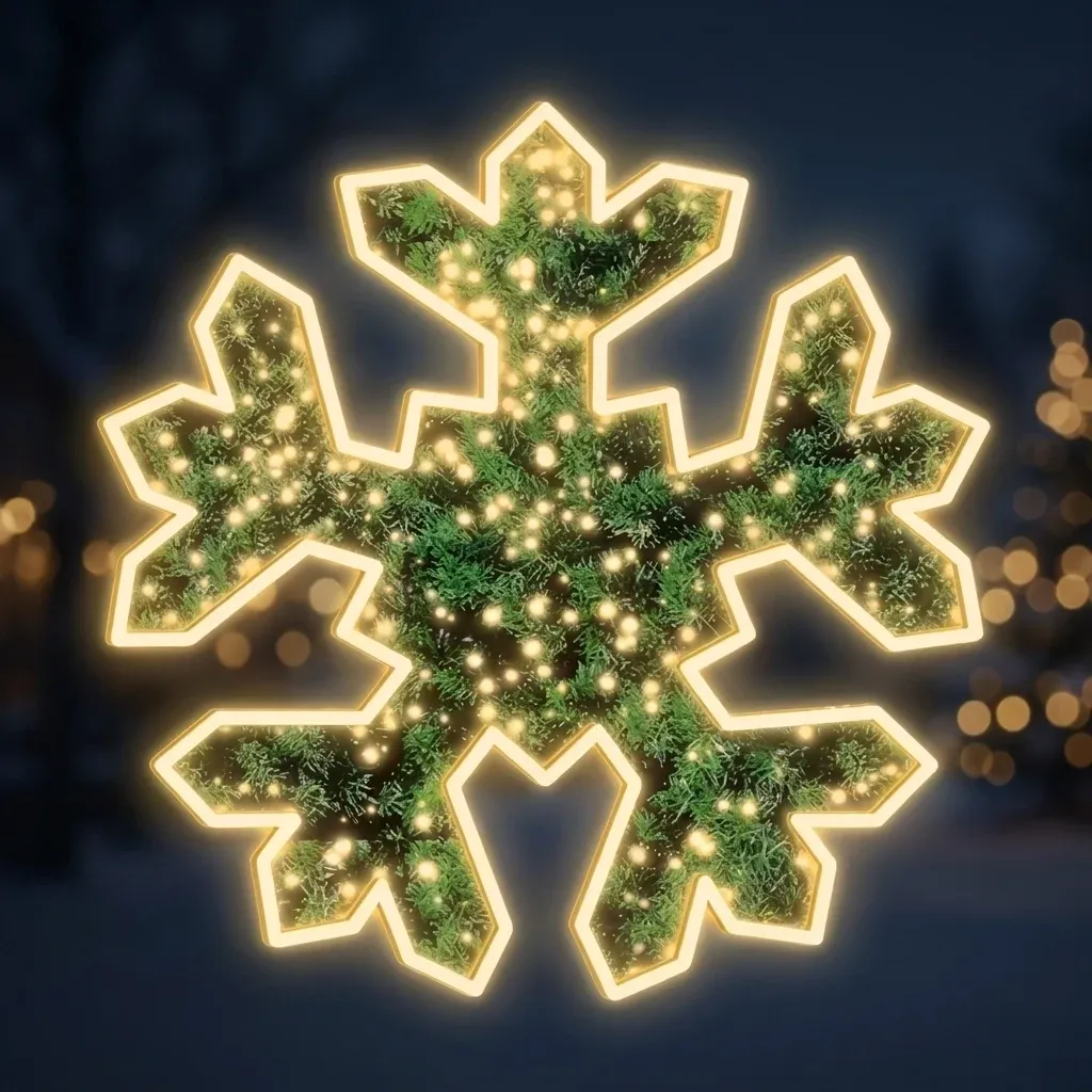 2D LED světelná vločka FB-III, závěsná, zelený koberec, Ø 150 cm, teple bílá, sklolaminát