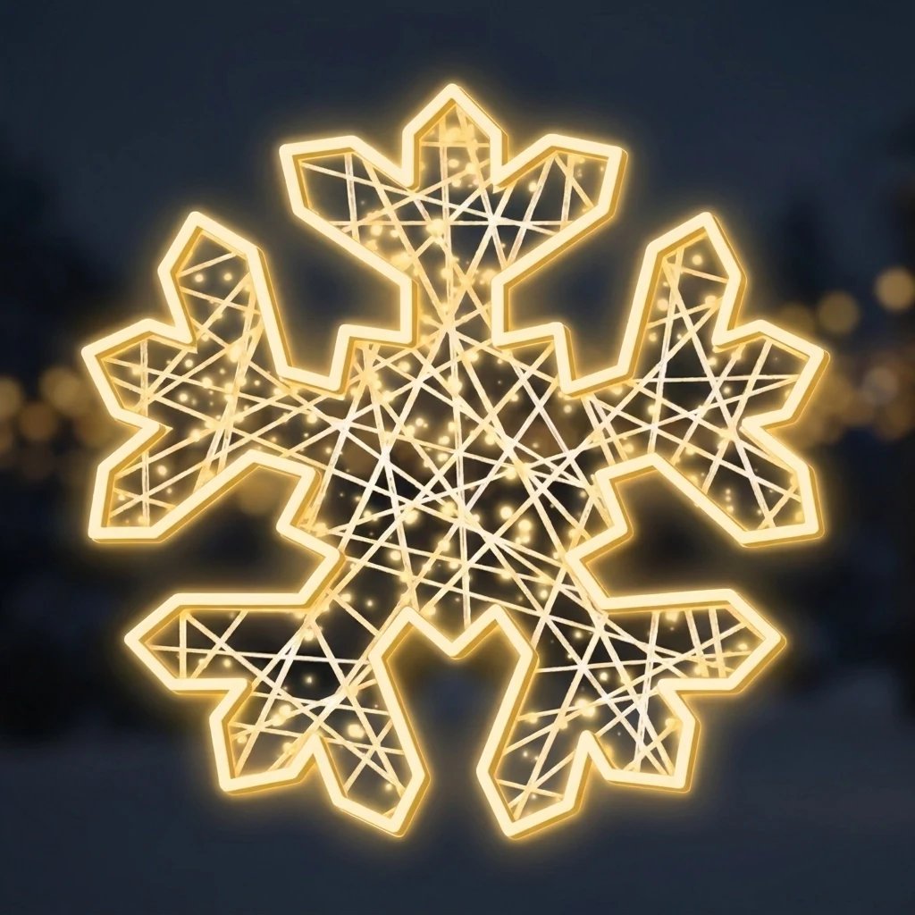 2D LED světelná vločka FB-VI, závěsná, Ø 120 cm, teple bílá, sklolaminát