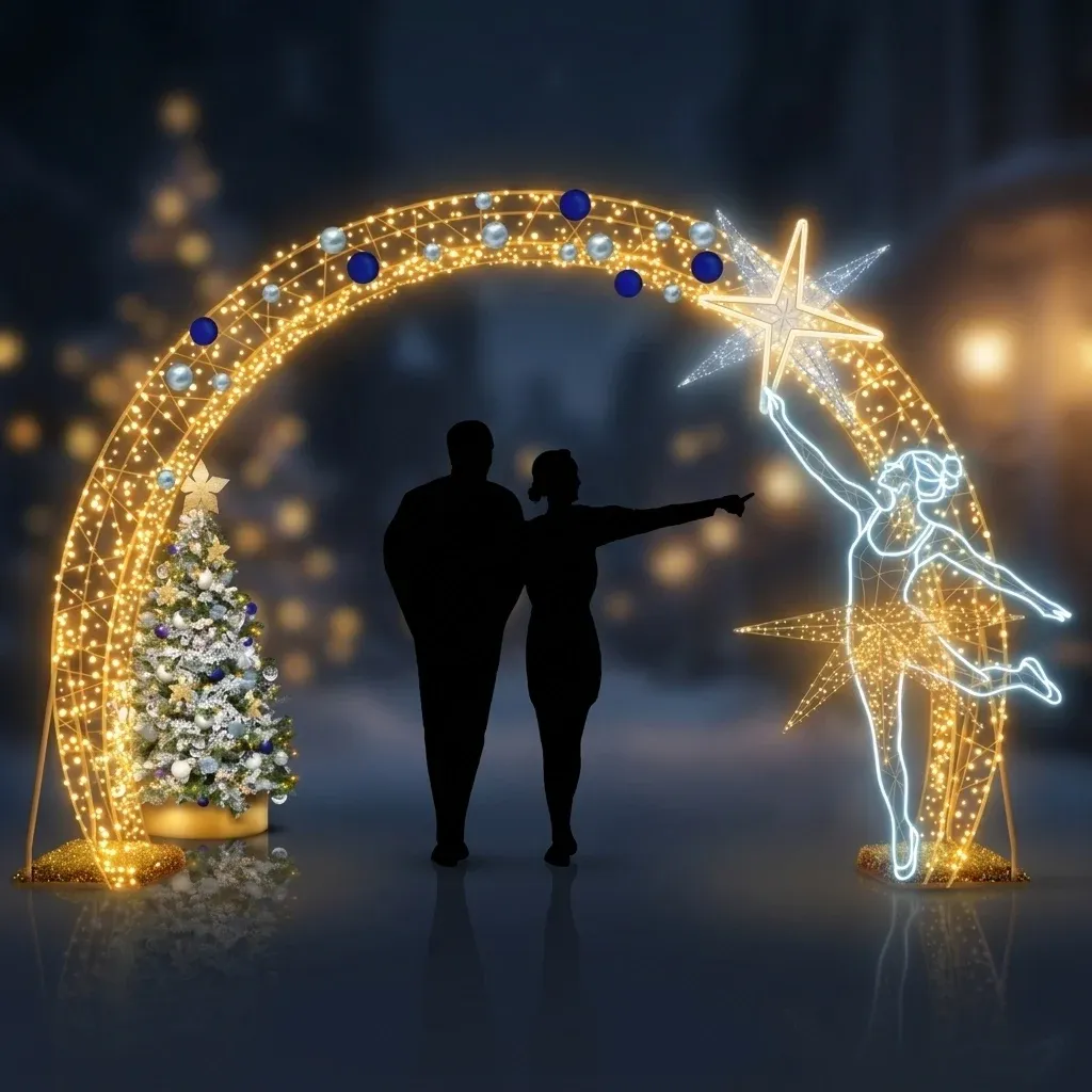 Eco Fix 3D LED světelná brána, 400 × 400 × 50 cm, teple a ledově bílá, hliník