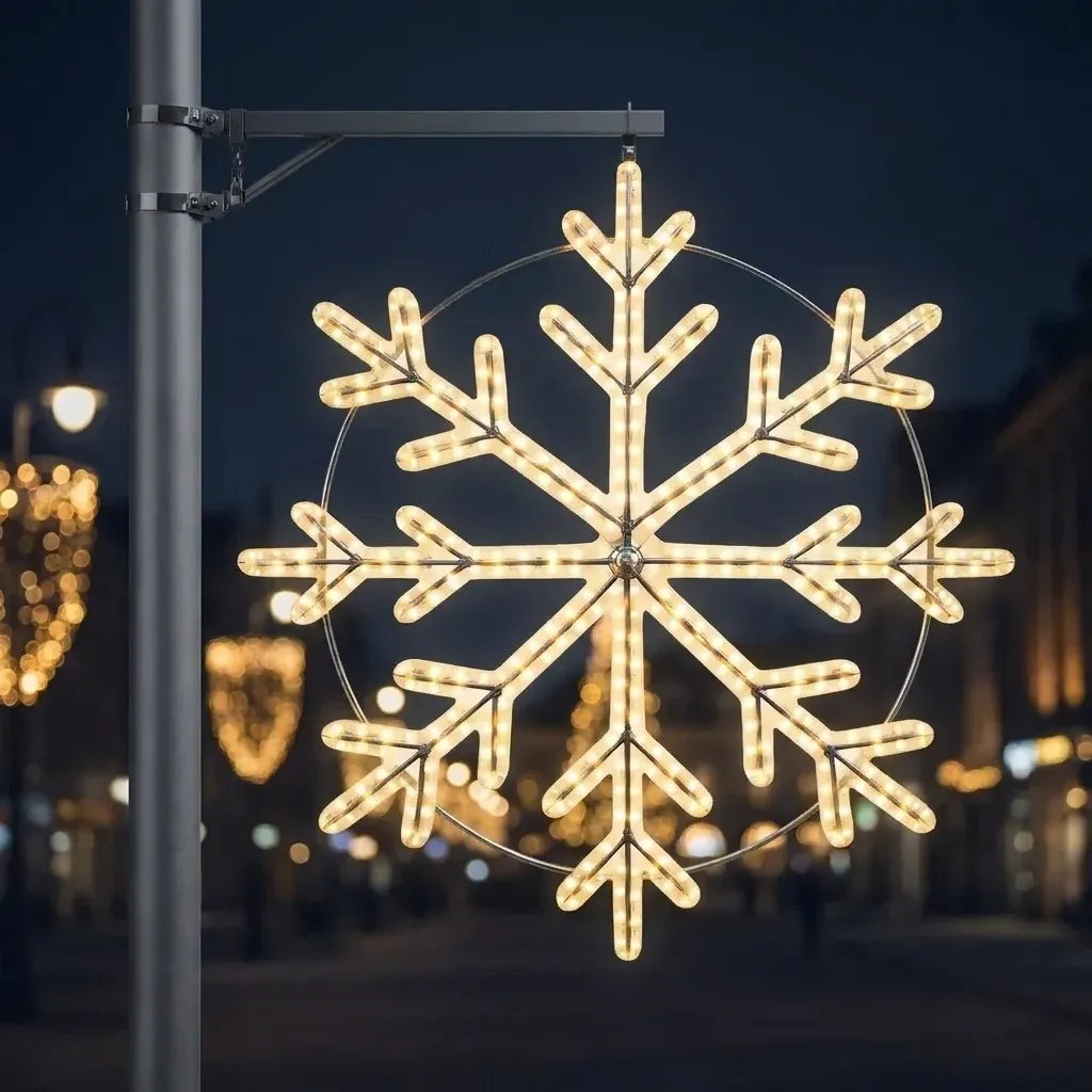 Easy Fix 2D LED světelná vločka sada na veřejné osvětlení Ø 80 cm, teple bílá, hliník