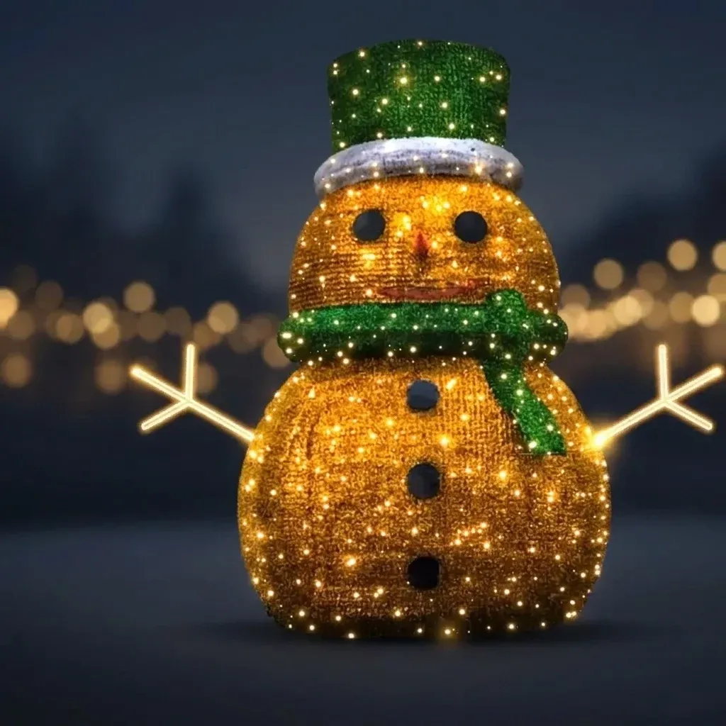 Eco Fix 3D LED světelný sněhulák, 600 × 240 cm, teple bílá, hliník
