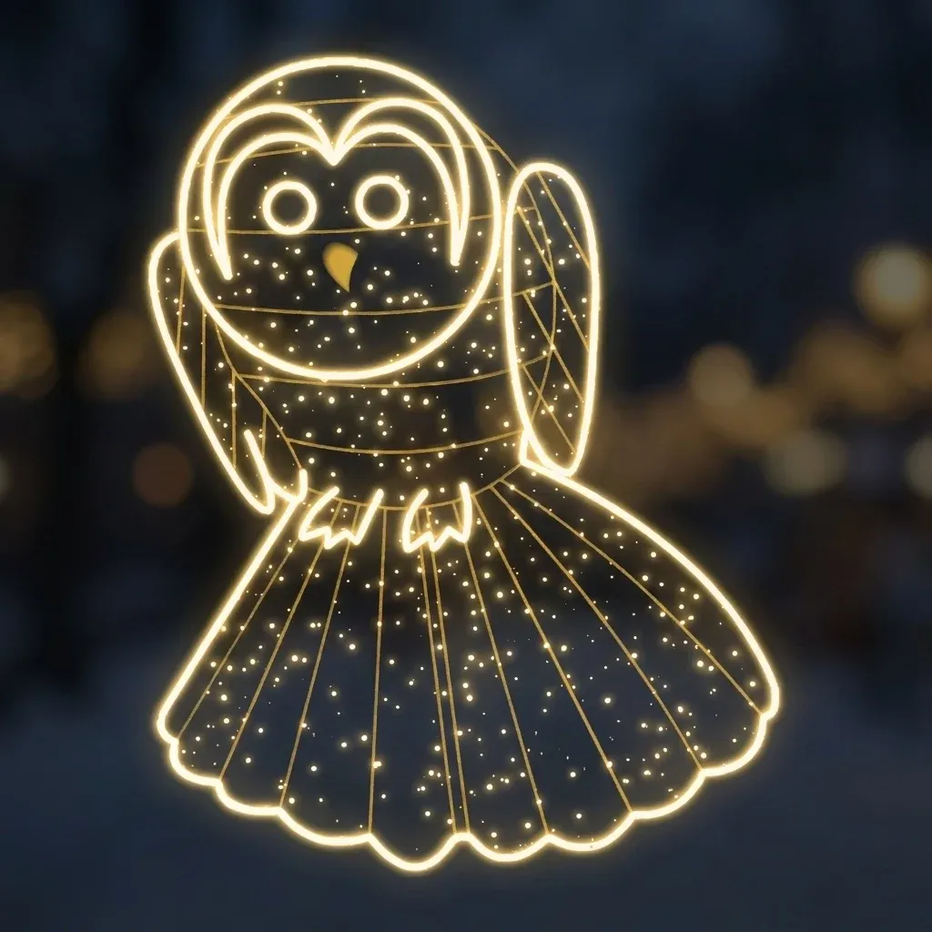 Easy Fix 2D LED světelná sova, závěsná, 130 × 165 × 5 cm, teple bílá, 3D tisk, transparentní