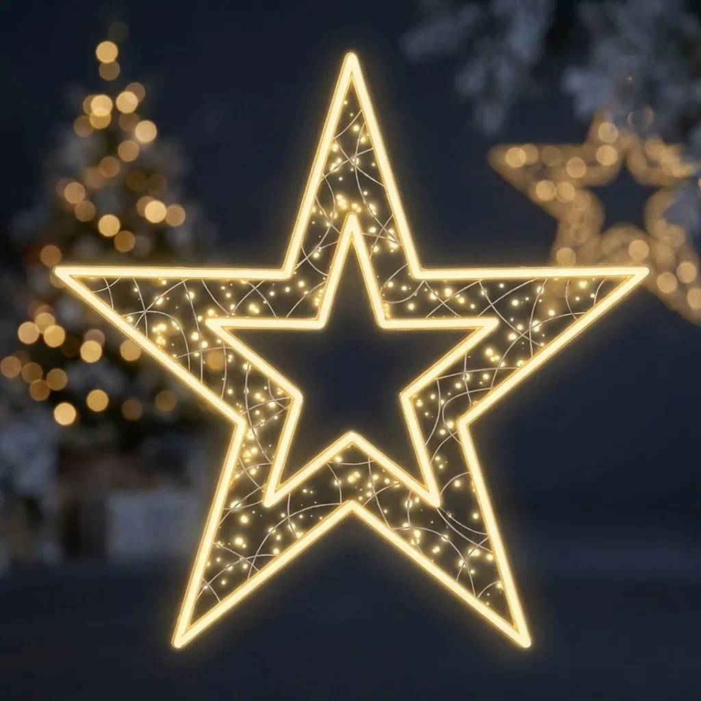 Easy Fix 2D LED světelná hvězda XVII., Ø 170 cm, teple bílá, závěsná, hliník