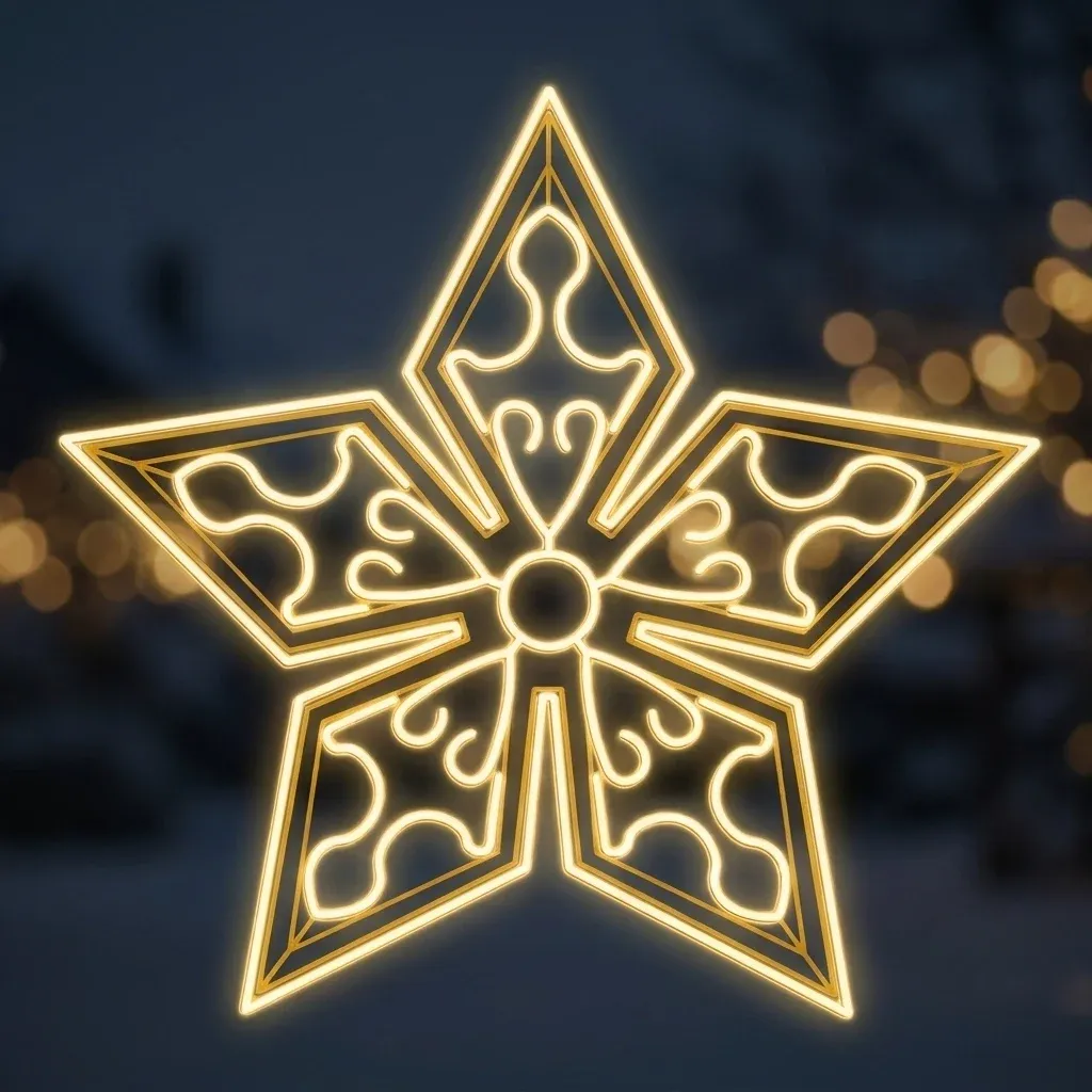 Easy Fix 2D LED světelná hvězda Badyán VII. s ornamenty,  závěsná, Ø 300 cm, hliník