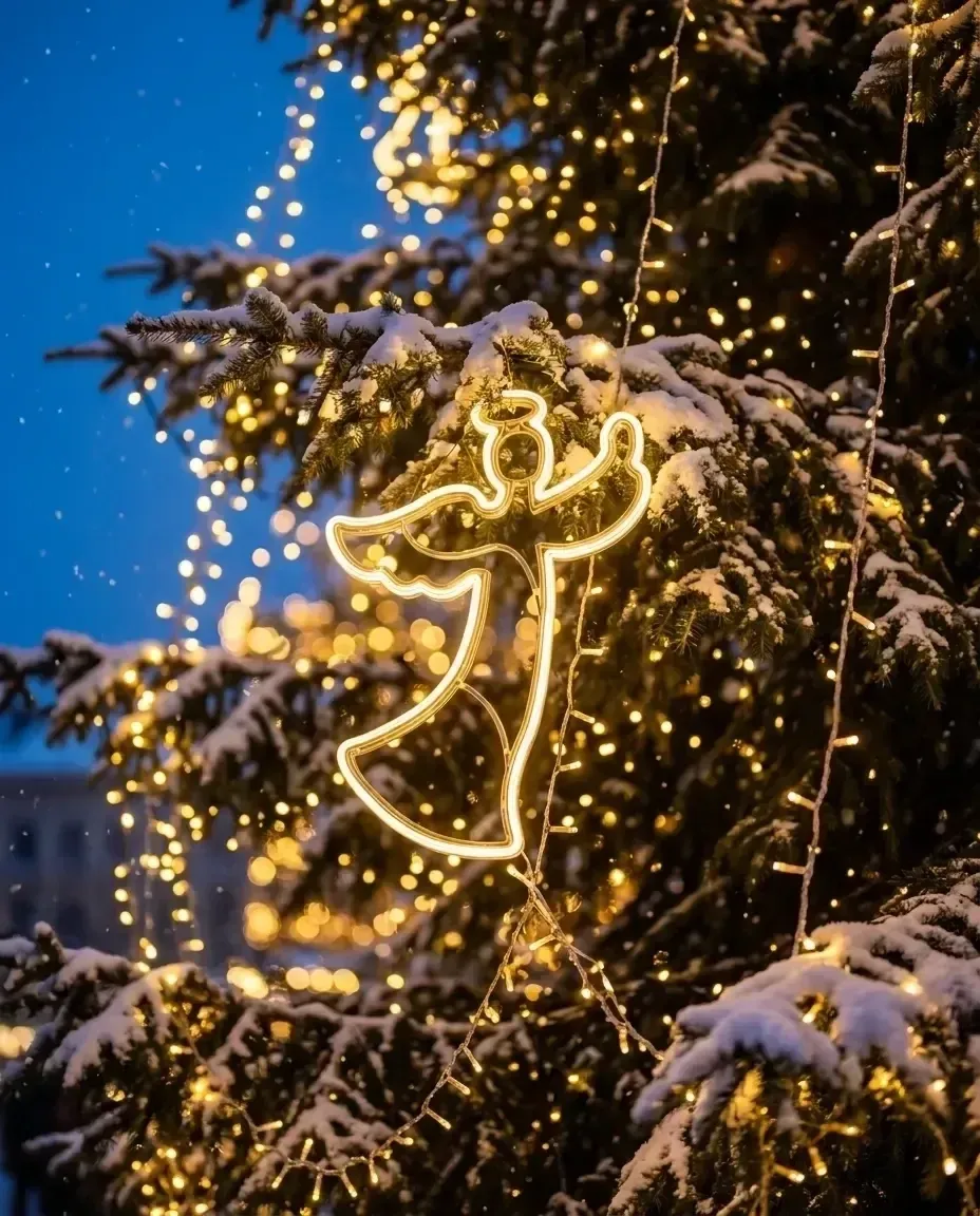 LED anděl 56 × 80 cm na sloup veřejného osvětlení