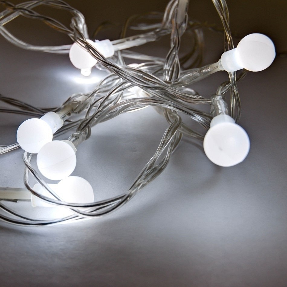 LED světelný řetěz na baterie, ledově bílá, 10 diod, 2,1 m