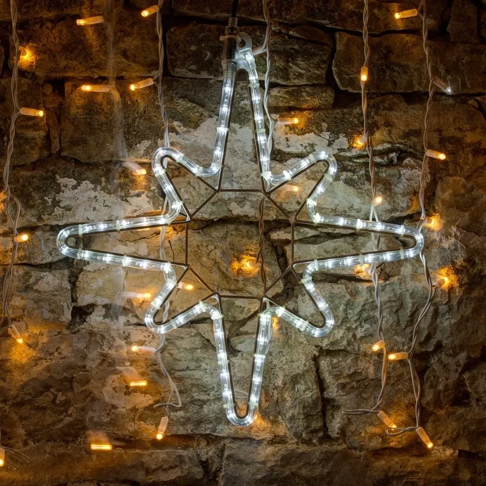 Easy Fix 2D LED světelná hvězda, Ø 50 cm, ledově bílá, závěsná, hliník