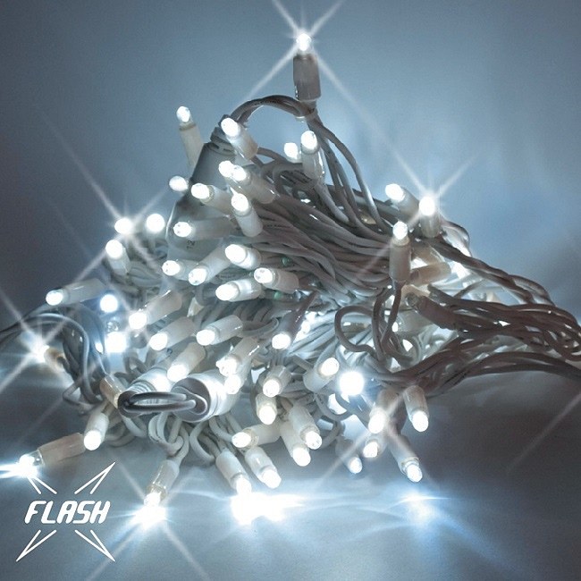 LED světelný řetěz FLASH, 5 m, ledově bílá, 60 diod, IP67