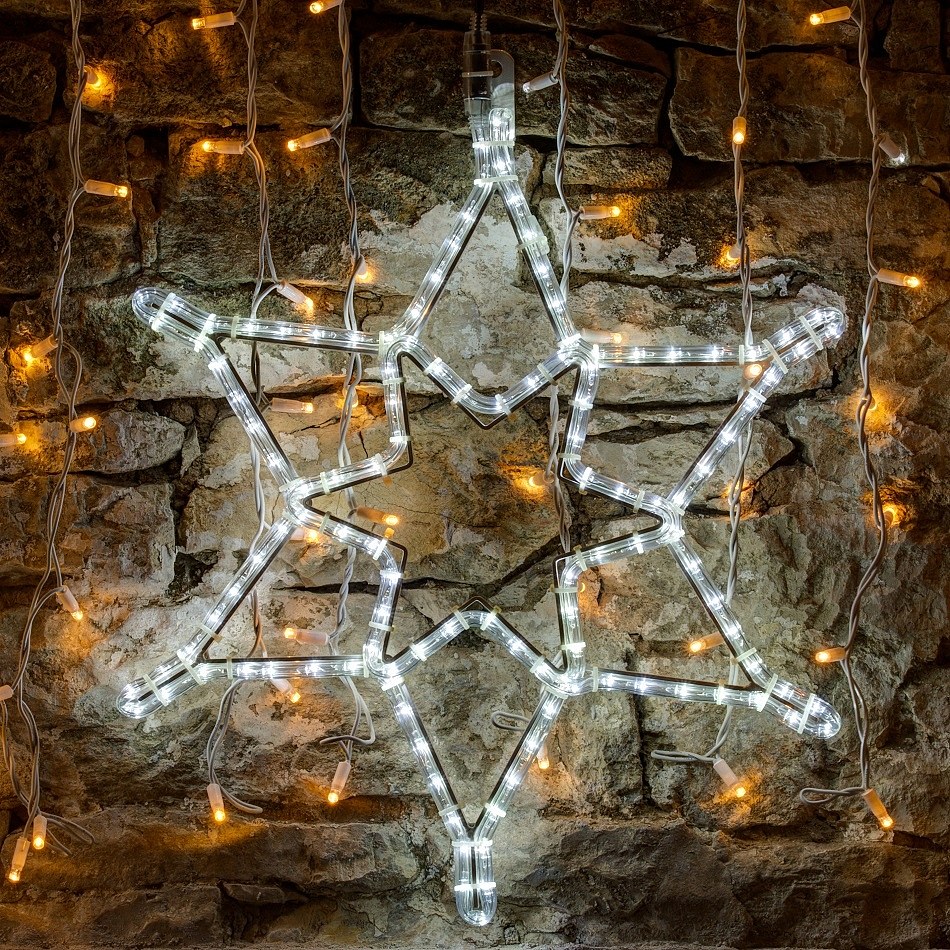 LED světelný motiv - hvězda, pr. 60 cm, ledově bílá