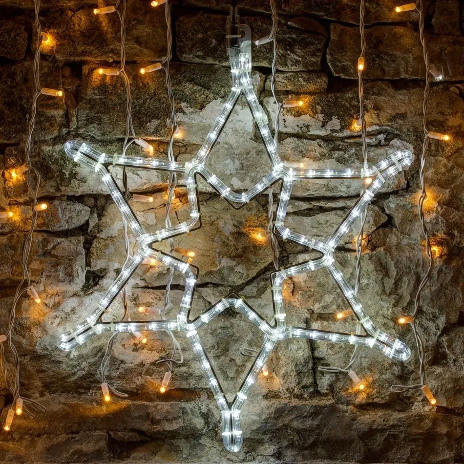 Easy Fix 2D LED světelný motiv - hvězda, Ø 60 cm, ledově bílá, závěsná, hliník