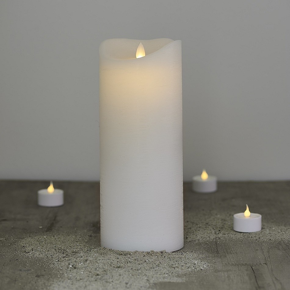Vosková LED svíčka, 25 cm, bílá