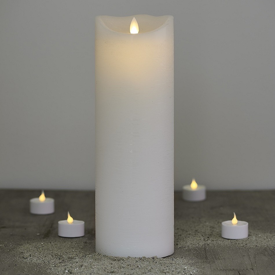 Vosková LED svíčka, 30 cm, bílá