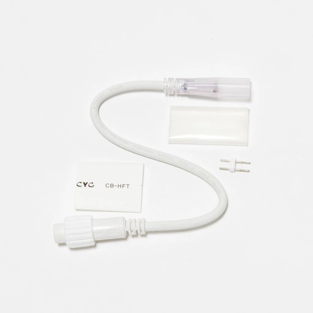 Prodlužovací kabel pro dvoustranný LED Neon, IP67, 230V, 25 cm, bílý, samčí