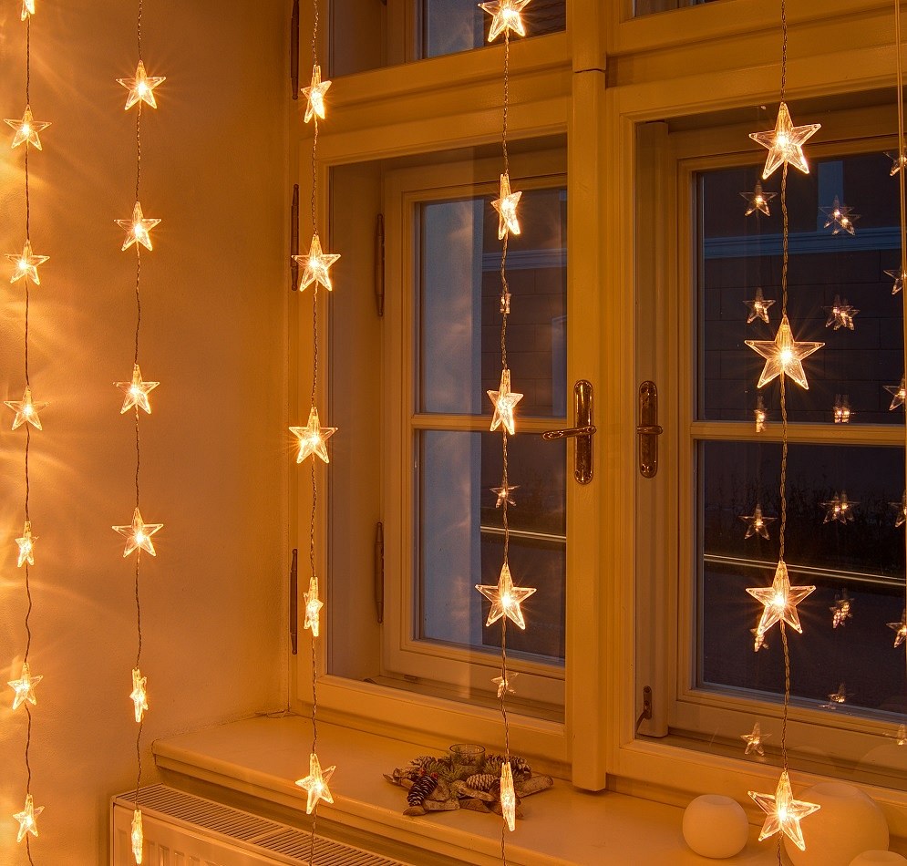 Vánoční osvětlení do okna 1 x 2 m, propojovatelné, hvězdy