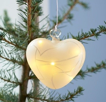 LED světelná dekorace vánoční srdce, matné, 10 cm