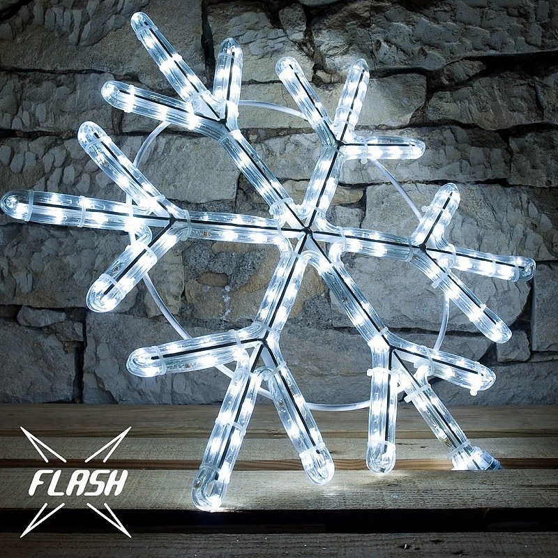 LED světelný motiv VO vločka,pr.60cm, FLASH, ledově bílá