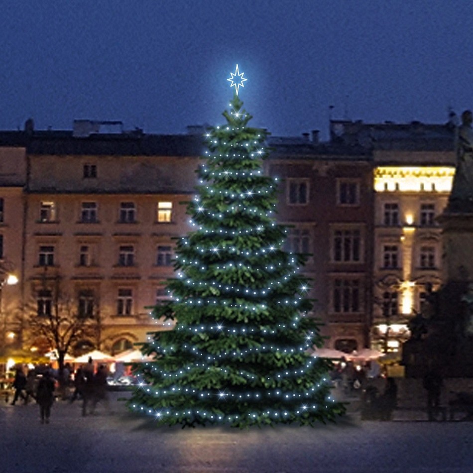 LED světelná sada na vánoční stromy vysoké 6-8 m, ledová bílá