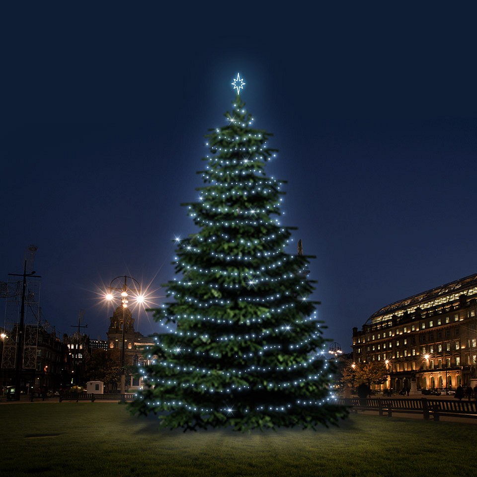 LED světelná sada na vánoční stromy vysoké 12-14 m, ledová bílá