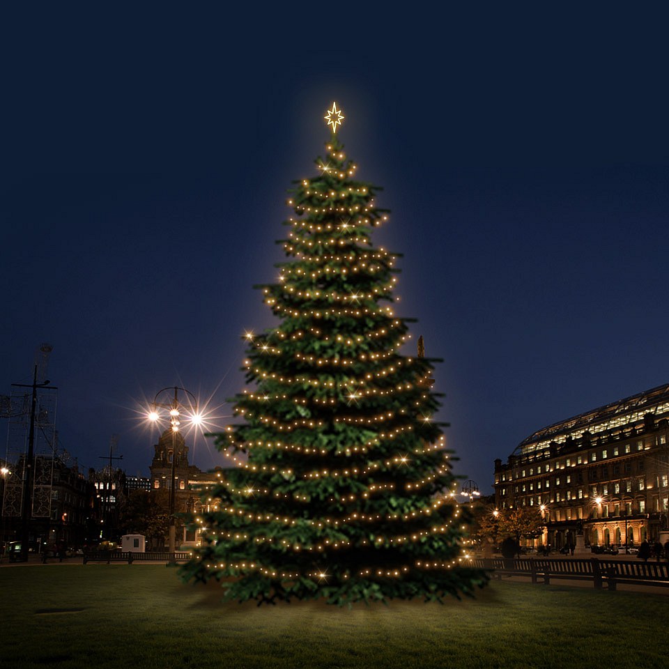LED světelná sada na  vánoční stromy vysoké 12-14 m, teplá bílá